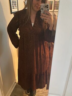 A NEW DAY Brown Black Tiger Midi Dress - Medium